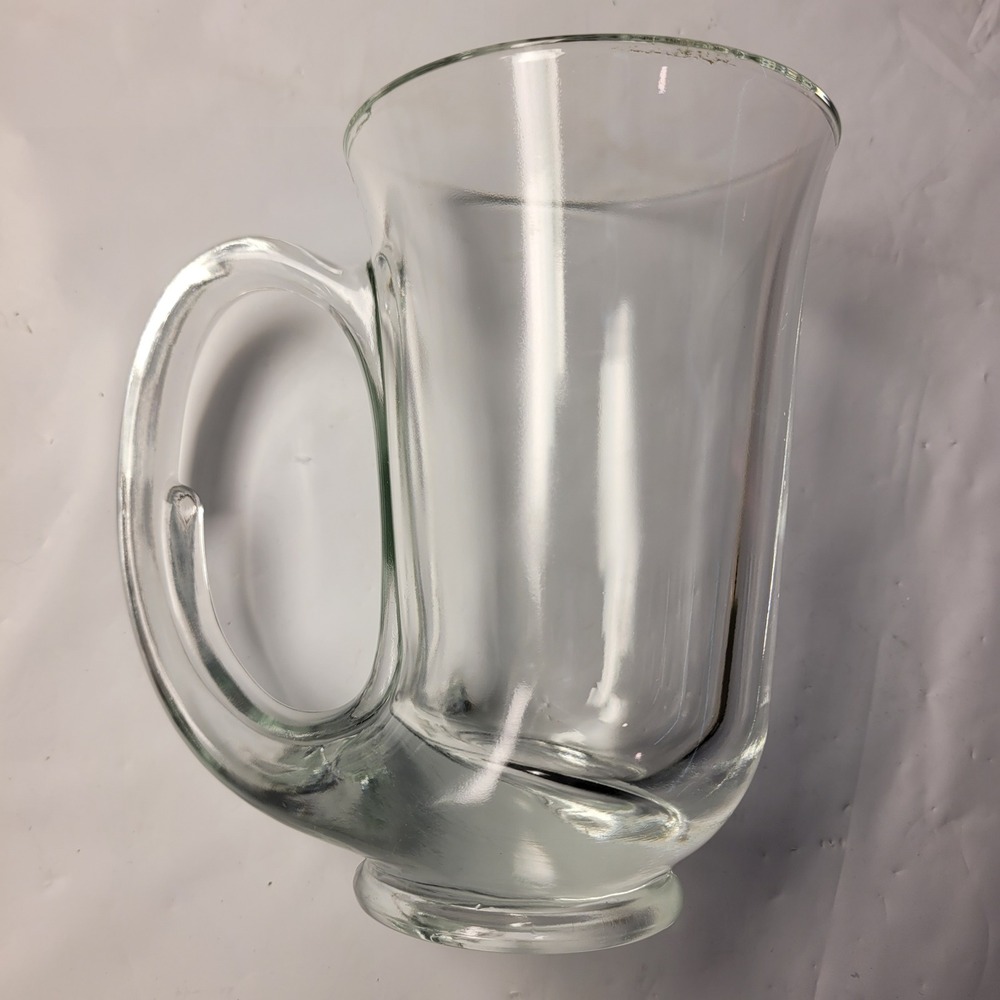 Unique‎ Irish Offset Foot Coffee Mug Clear Glass Stein